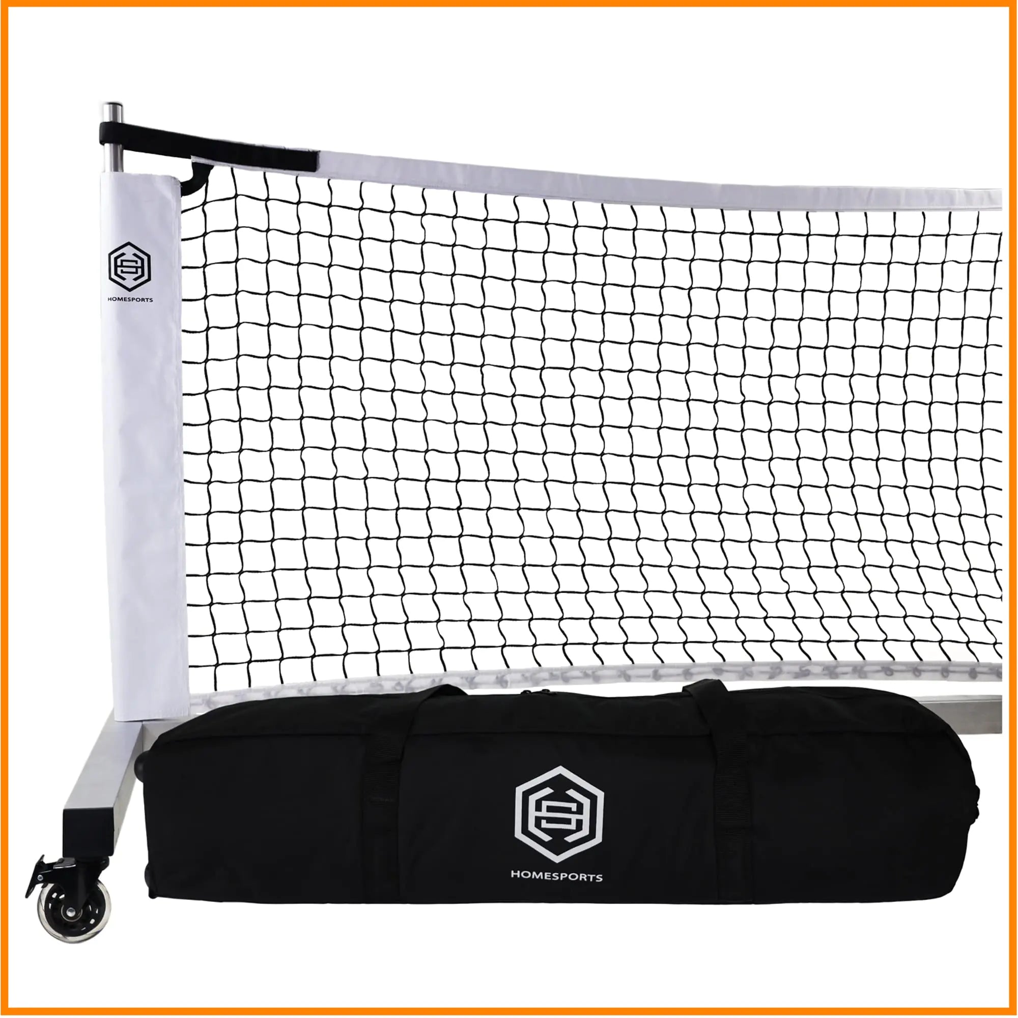 Dominator Indoor/Outdoor Portable Pickleball Net Constructed of Rust Proof Aluminum Frame - includes Rolling Carry Bag Locking Rollers