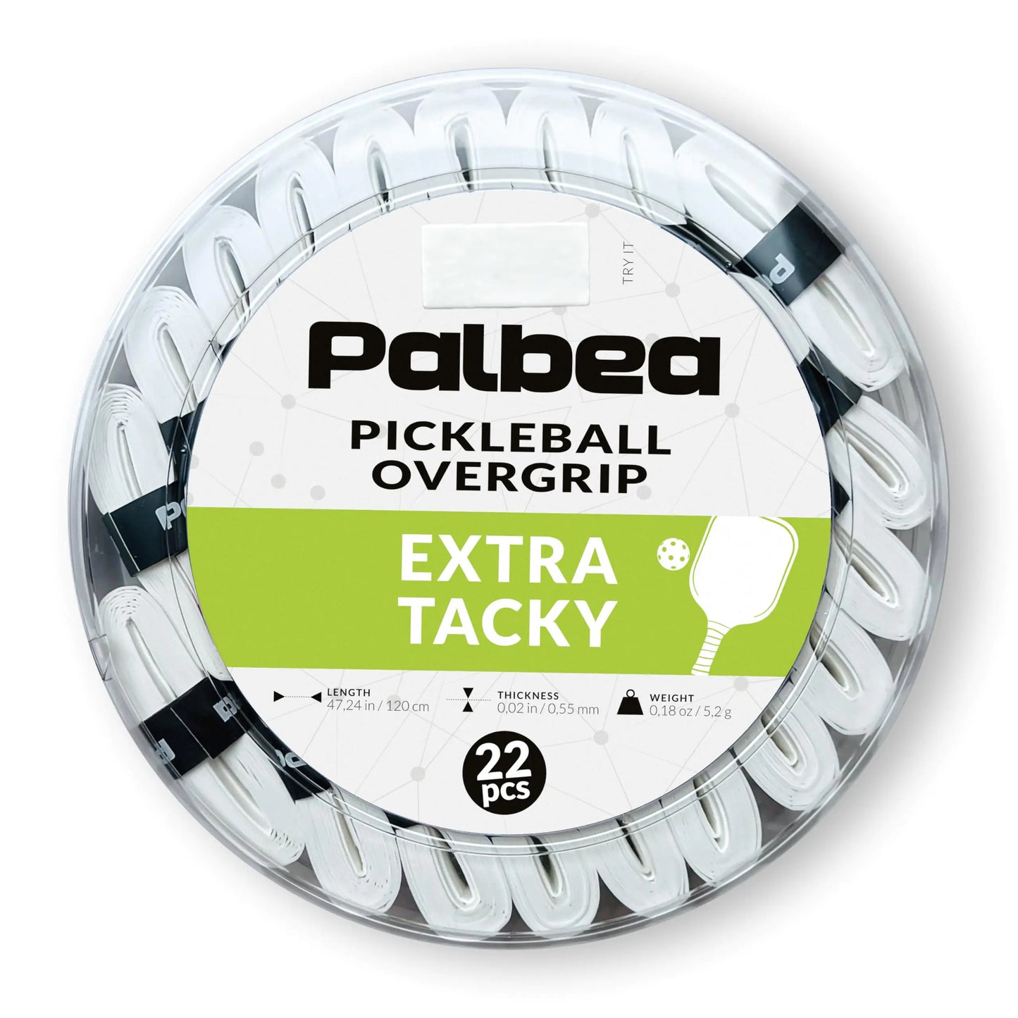 Pickleball Pro Grip Tape - 22-Pack White - Super Tacky & Sweat Resistant