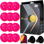 LUCYLANKER Outdoor Pickleball Balls 40 Holes Pickleballs for Sport Outdoor Play High Bounce & Durable Pickleball Balls Outside for All Style Pickleball Paddle & Court (Pink 12 Pack)