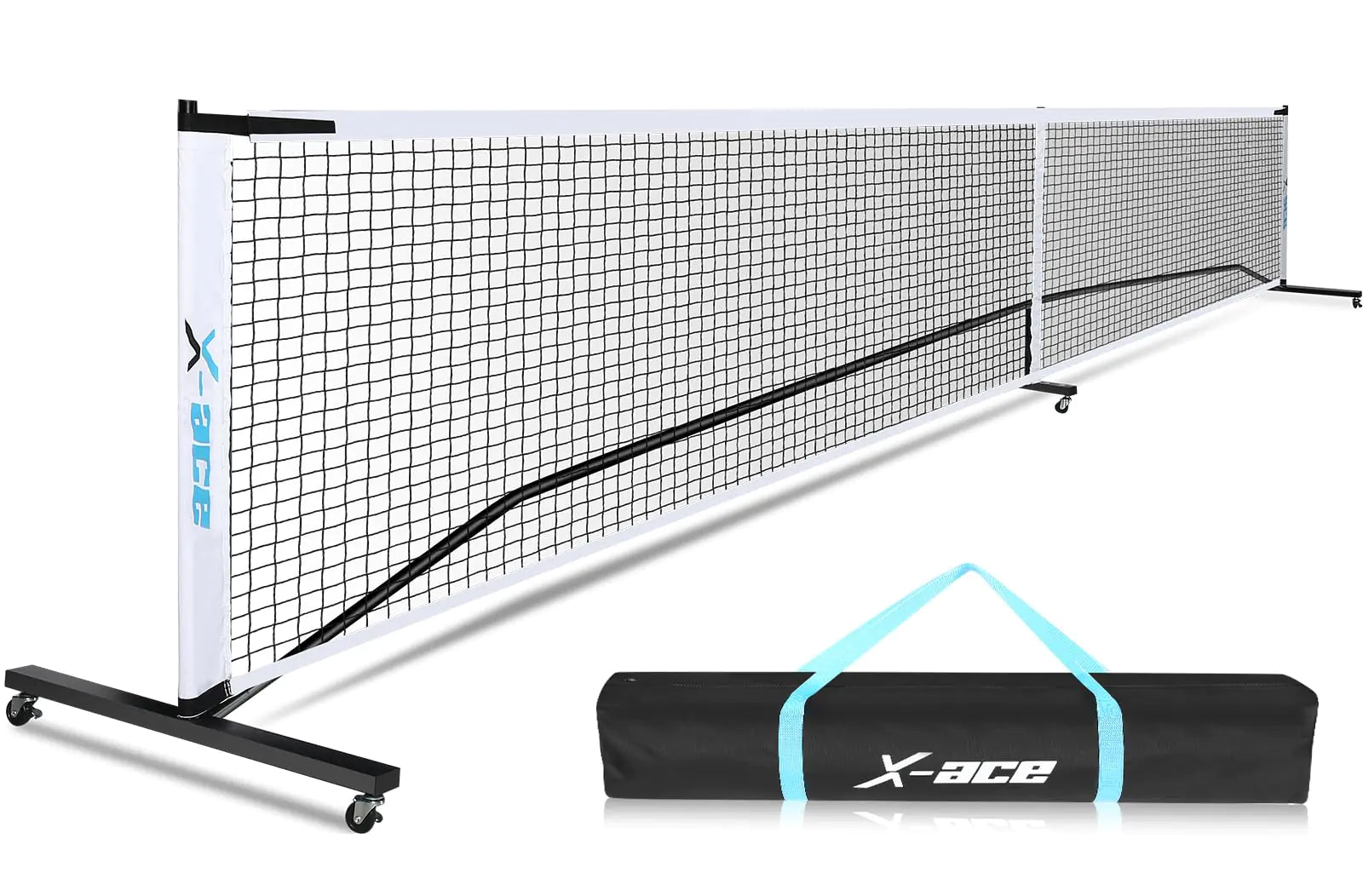X-ACE Pickleball Net Set with Wheels for Home22FT Regulation Size Portable Pickleball Net for DrivewaySteady Matte Steel Frame (Net with Wheels)