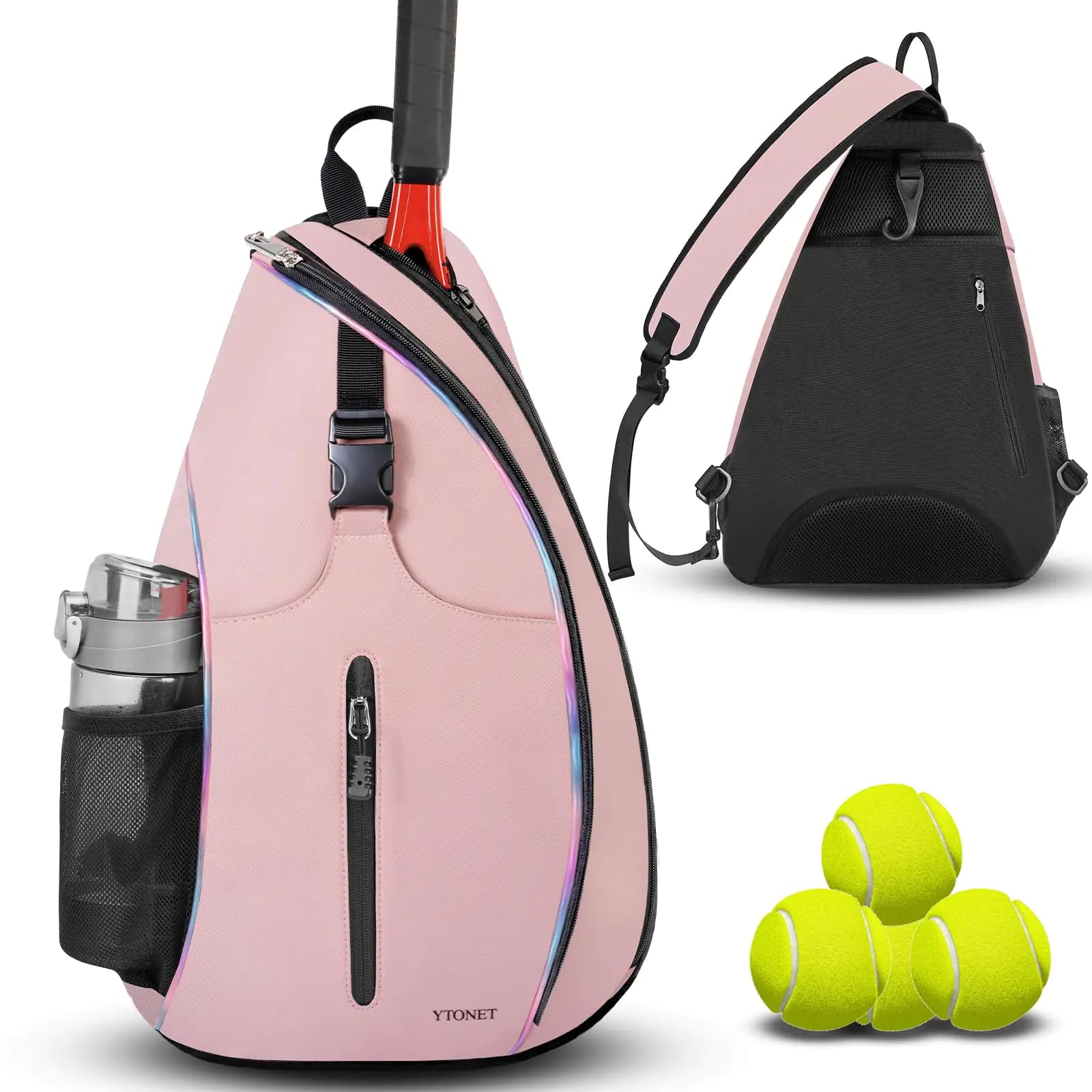 Ytonet Tennis Bag Tennis Sling Backpack Crossbody Water Resistant for Men Women Compatible for Pickleball Badminton Rackets