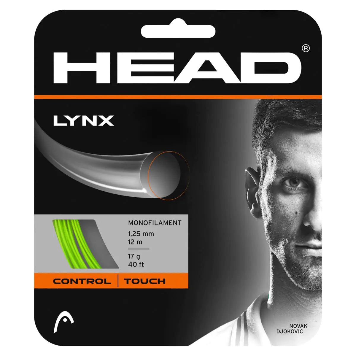 HEAD Lynx Tennis Racket String 40 Set - 18 Gauge Monofilament Racquet String Green