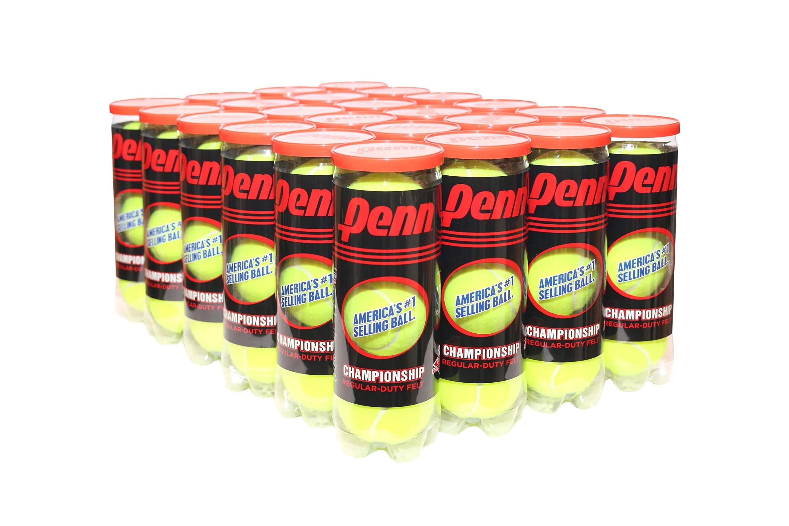 Penn Championship Tennis Balls - Regular Duty Felt Pressurized Tennis Balls - 24 Cans 72 Balls Yellow