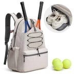 G4Free Tennis Bag Tennis Backpack for Women Men Large Pickleball Bag Holds 4 Rackets with Shoe Compartment Ivory L Casual Daypack
