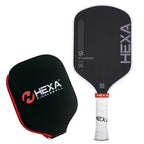 Hexa Stinger Pickleball Paddle | USAPA Approved Pickleball Paddle | Raw Carbon Fiber Pickleball Paddle w/Carbon Friction Surface for Ultimate Spin & Consistency - Includes Paddle Cover (White)
